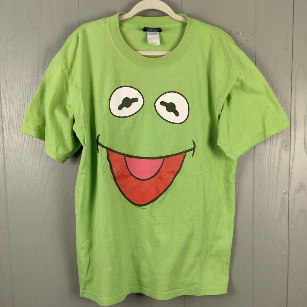 VINTAGE Kermit the Frog Shirt Adult L Green Big‎ Face 2004 Muppets Graphic Print